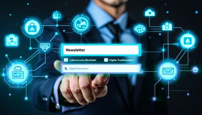 Newsletter signup with AI, cybersecurity, blockchain, and digital transformation icons Newsletter signup with AI, cybersecurity, blockchain, and digital transformation icons